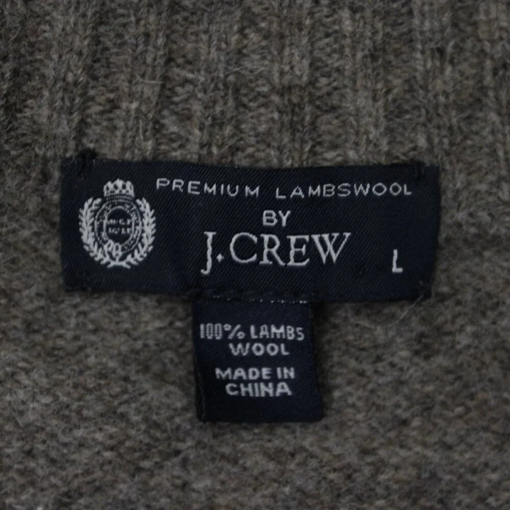J Crew Lambswool‎ Sweater Mens Large Gray/Blue Argyle Full Zip L/S Sweatshirt